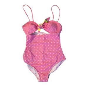 Berry Jane Pink‎ and White Polka Dot 1 Piece Swim Suit Small Women's